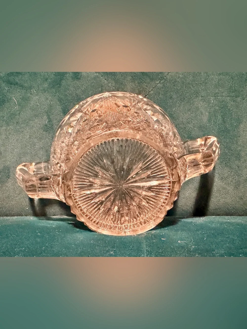 Vintage “Glow Glass” Pressed Glass Double-Handled Sugar Bowl - Decorative Accent